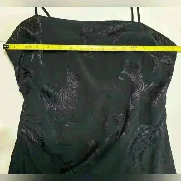 ZARA Women’s Large Zebra BLACK STRAPPY MINI DRESS RUCHED SIDE IRRIDESCENT ZEBRAS - Picture 6 of 12